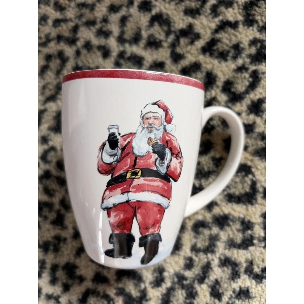 Pottery‎ Barn painted Santa Claus Discontinued Tea Mug Cookies Milk Replacement